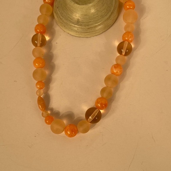 Plastic Round Frosted Beaded Peach Necklace - Picture 8 of 16